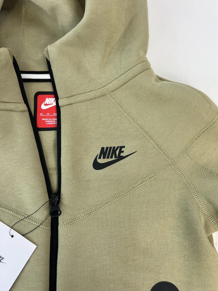 Nike Kids Sportswear Tech Fleece Neutral Olive Full-Zip Hoodie FD3285-276 Sz XS - Image 4 of 4