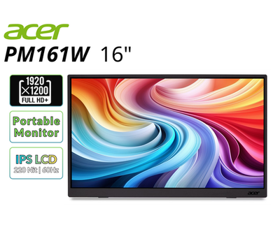 #ad Acer 16quot; Portable Monitor IPS LCD 1920×1200 60Hz USB CMini HDMI Refurbished $45.56