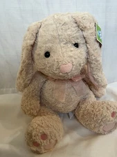 Hugfun Easter Large Long Ear Bunny Rabbit Stuffed Plush Tan Cream Pink Soft 21”