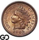 1902 Indian Head Cent Penny, Red Brown, Choice BU++