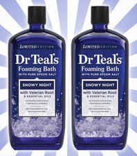 2 Dr Teal's Snowy Night Epsom Salt Soak  Foaming Bath 34 OZ LIMITED EDITION