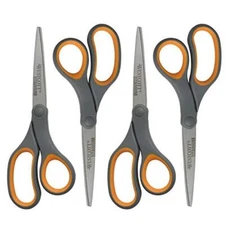 Westcott Titanium Bonded Scissors Soft Handle 8 Straight GrayYellow 4Pac