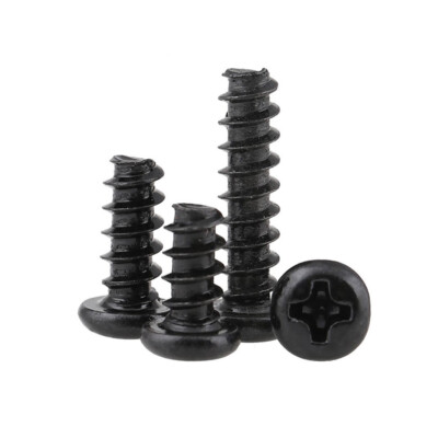  M1.4-M4 Philips Black Zinc Plating Bolt Round Head Flat Tail Self Tapping Screw