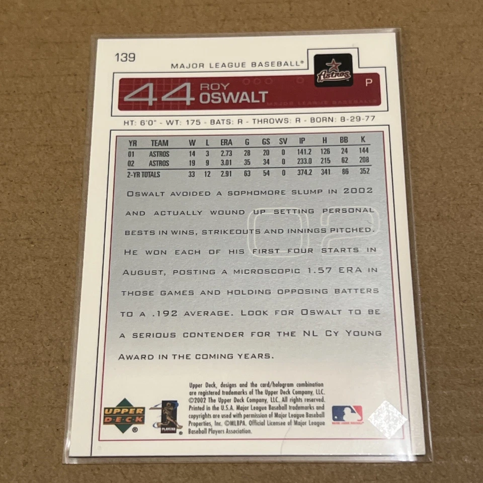2003 Upper Deck - #139 Roy Oswalt Houston Astros - Image 2 of 2