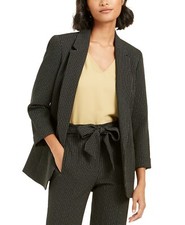Bar III Womens XXS Pinstripe Open-Front Blazer Notch Collar Roll Sleeve 119