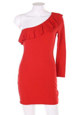H&M DIVIDED Party Dress One shoulder Volants Frills D 38 red