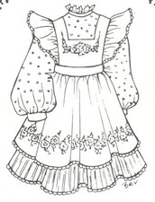 23-24" DOLL DRESS PATTERN Victorian German French ANTIQUE vintage look 1110