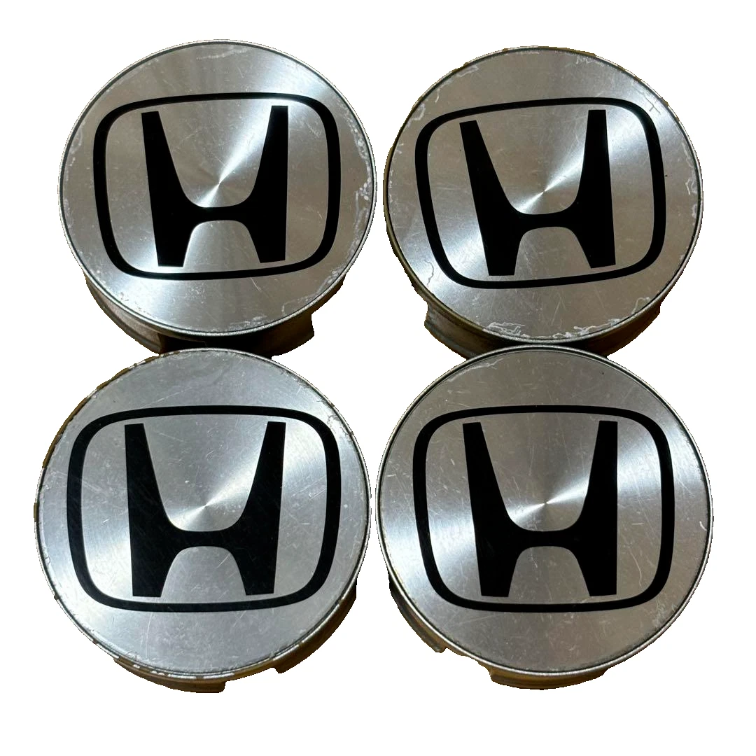 4x 57mm Honda Matte Finish Silver Wheel Center Caps | 6 Side Auto