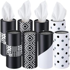 8 Pcs Car Cylinder Tissue Holder Round Container Fit for Car Cup Holder