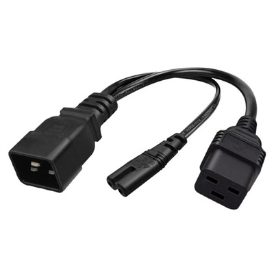 1ft IEC320 C20 to IEC320 C7+C19 Female AC-Power Extension Cable Adapter Cord