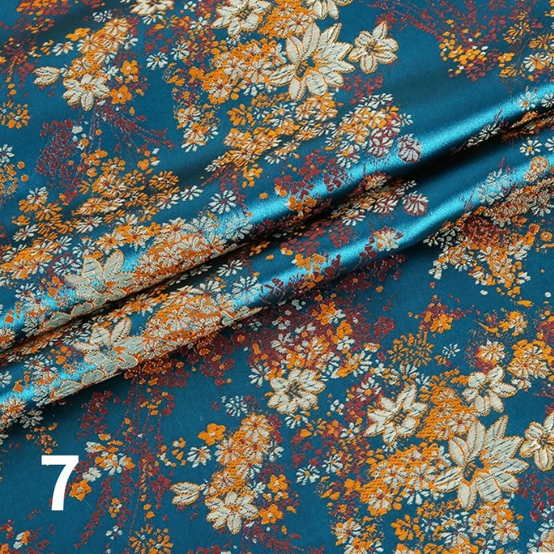 75*100cm Faux Silk Satin Fabric Craft Brocade Damask Embroidery Floral for Dress - Image 2 of 4