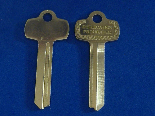TWO NICKEL SILVER FITS BEST KEY BLANKS FOR " F "  KEYWAY - product listing photo