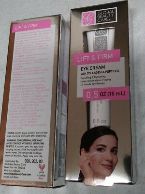 Global Beauty Lift & Firm Eye Cream Collagen Peptides Anti Aging Retinol Lot 2 