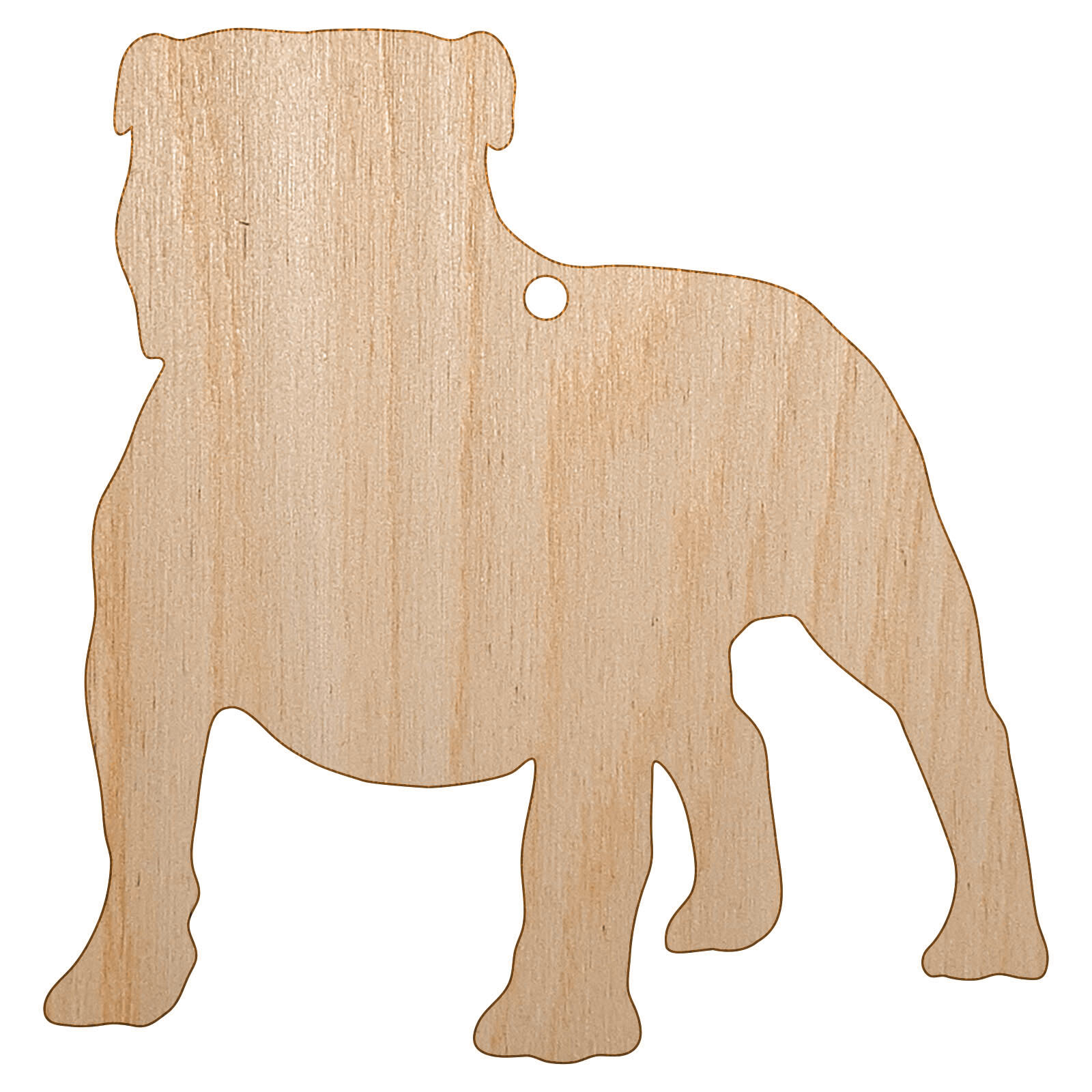 Bulldog English British Dog Solid Unfinished Craft Wood Christmas Tree Ornament