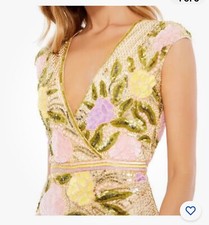 Mac Duggal 5420 Slit Skirt Floral Dress Multi- color size 16