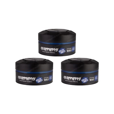 3x Fonex Gummy Styling Wax Blau Hard Finish 3er Set (450ml) Haarwachs Haarwax