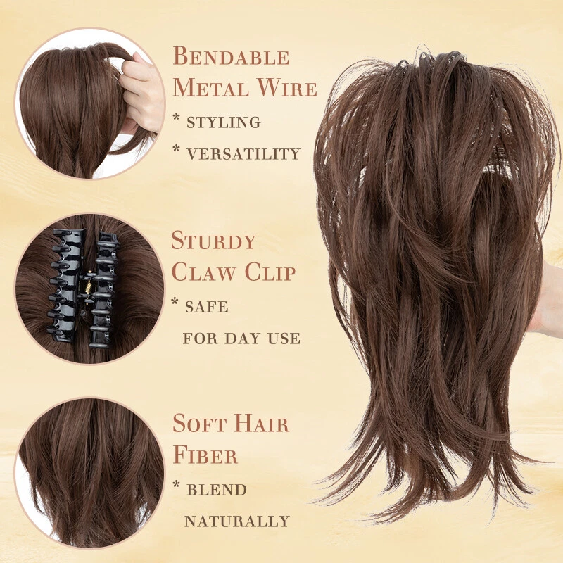 8in Short Claw on Ponytail Clip in Pony Tail Hair Extensions Messy Ponytail Bun - Image 4 of 4