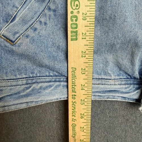Vintage 90s GH Bass Denim Jacket Mens XL Leather Collar Plaid Lined Workwear image 11