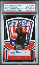 2025 LEAF METAL INDEPENDENCE UNCLE SAM ALLEN IVERSON PRISMATIC AUTO #1/1 PSA 10