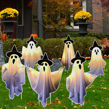 6 Pcs Halloween Ghost Yard Signs 3D Halloween Outdoor Lawn Decorations Yard Sign