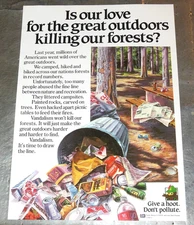 Vintage WOODSY OWL Poster LOVE OF OUTDOORS KILLING OUR FORESTS Paper 12.5 x 18 "