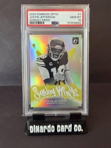2025 Panini Donruss Optic Sunday Kings Justin Jefferson #1 PSA 10 Vikings