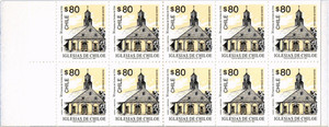 Cile 1993 Yvert C1170a Chiese cilene. Libretto Architettura MNH VF