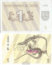 Banknoten Litauen 1991 Pick-Nr: 32a bankfrisch Dinosaurier