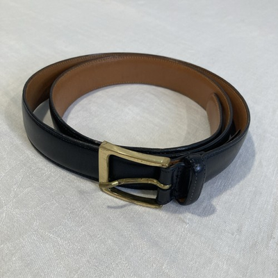 #ad Trafalgar Dress Belt Mens Size 36 Black Cortina Bos Indicus Kholmoger Brass USA $13.95