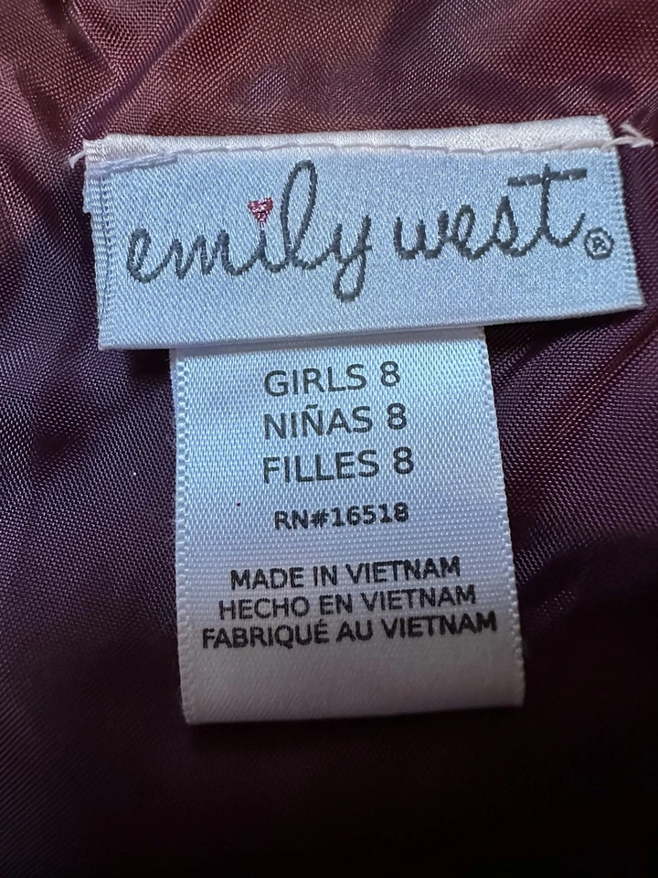 Vestido de princesa feminino tamanho 8, Emily West forrado roxo com laço acetinado - Imagem 3 de 4