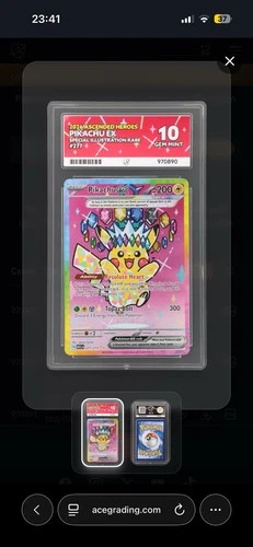 Pikachu EX 277/217 - Ascended Heros - SIR - ACE 10 Gem Mint - Perfect Subgrades