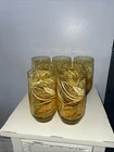Vtg Anchor Hocking Amber 5” Golden Wheat Harvest Juice tumblers Set Of 7