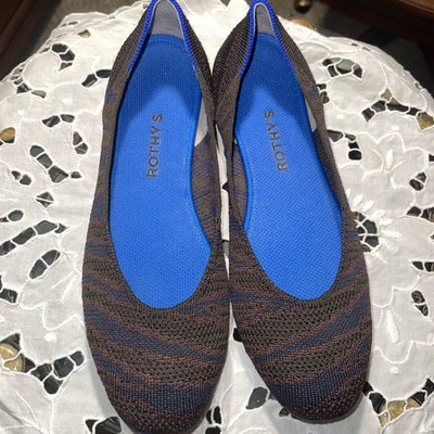 Rothy s Sapphire Zebra Square Toe Ballet Flat Animal Print Shoes Size 9
