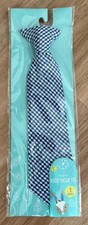 Boys Blue / White Gingham Clip-On Tie Size 3  Up