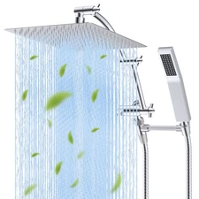 12x10'' High Pressure Rainfall Shower Head Combo with Handheld Spray Chrome