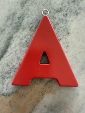Letter A Red Wood Holiday Time Monogram Ornament Craft, Made of Wood NWT