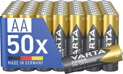 VARTA Batterien AA, 50 Stück, Power on Demand, Alkaline 1,5V Made in Germany NEU