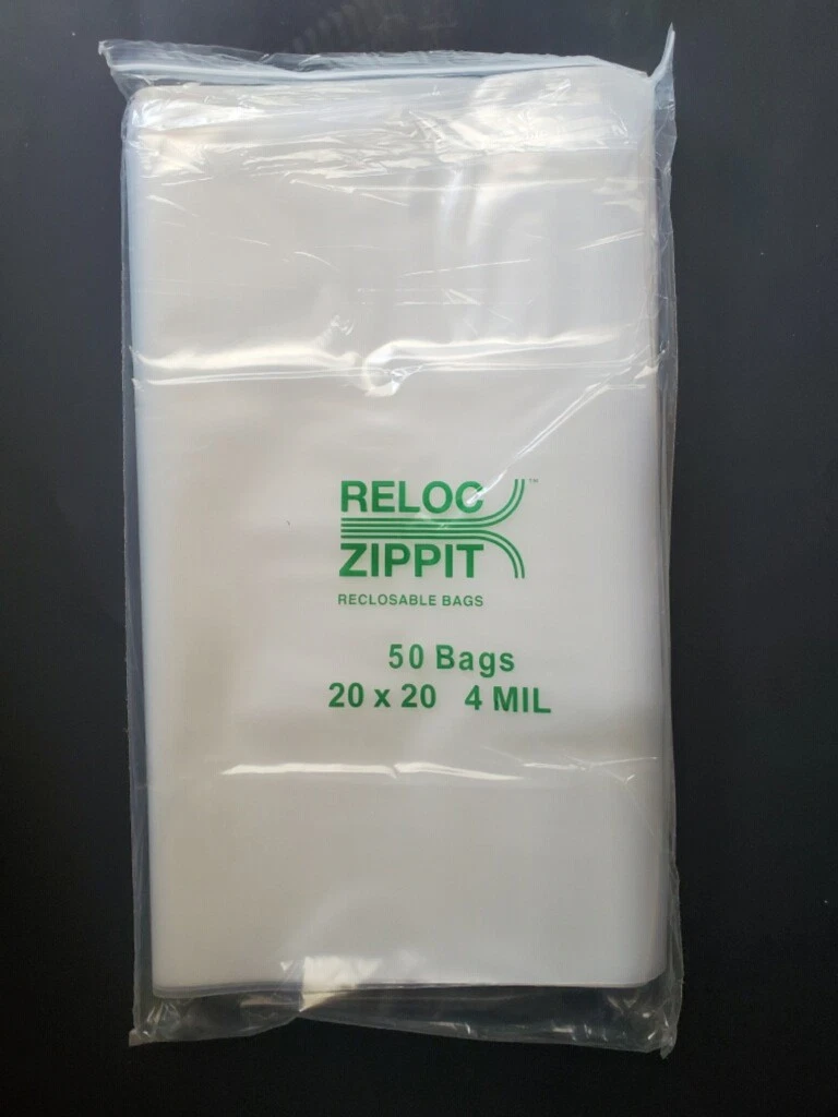 6 MIL Reloc 12x15 Zippit Bags Clear 50 H.D.Thick Zip Seal Lock Jumbo Size 12x15