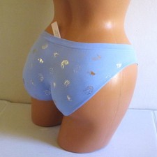 Victoria Secret Seamless Bikini Panty M L XL Periwinkle Blue Foil Seashells nwt