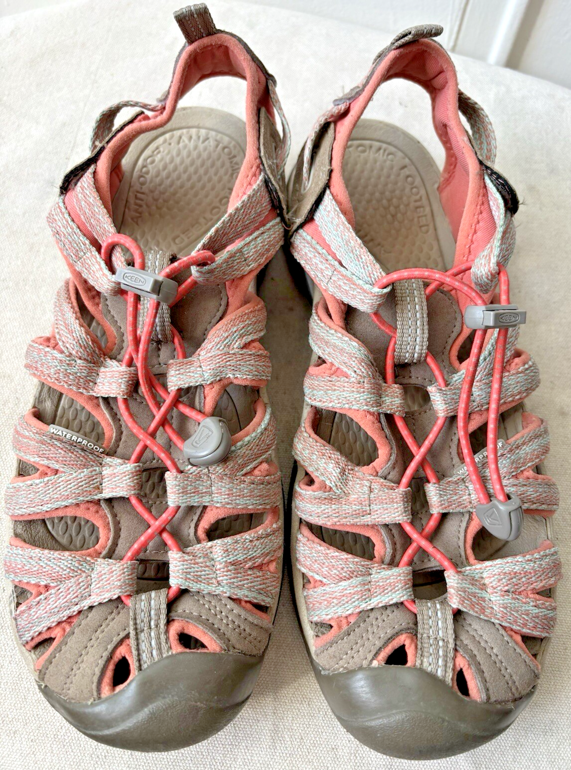 SANDALI KEEN DONNA PUNTA CHIUSA COMFORT IMPERMEABILI TG 9 5 SALMONE GRIGIO GUC