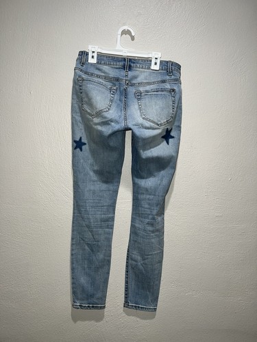 Nanette Lepore Hamilton Skinny Star Print Light Wash Jeans Women Size 4 - Picture 4 of 8