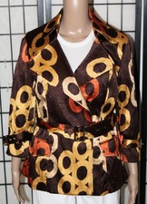Jerry T. Women's M Medium Multi-color Belted Fully Lined Jacket Blazer Euc
