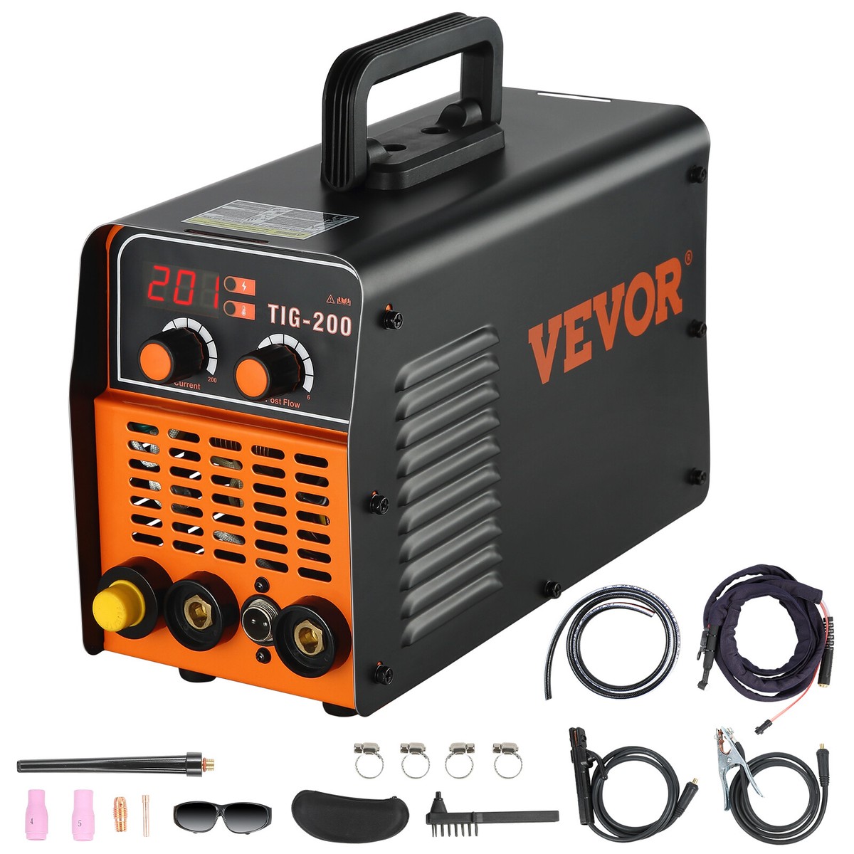 VEVOR Poste à Souder TIG, 205 A, Machine De Soudage 2 En 1, Avec Grand Écran LED, Lift TIG/MMA (Stick), Soudeur Électrique Avec Onduleur IGBT Démarrage à Chaud Arc Force Pour Bricolage