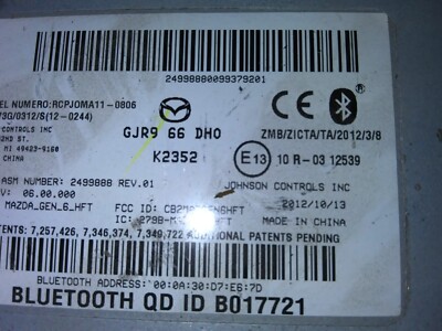 2012-2014 Mazda CX-5 or CX-9 bluetooth blue tooth module GJR9 66