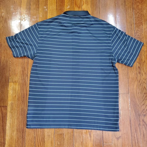 Nike Golf Polo Shirt Mens Large Dark Gray Striped Short Sleeve Swoosh Fit Dry - Picture 7 of 9