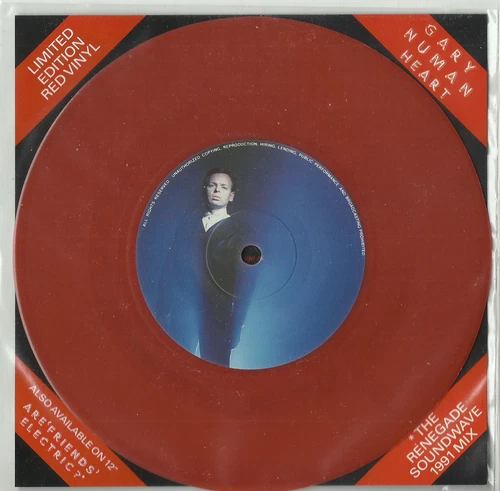 GARY NUMAN heart/shame 7" RED VINYL record LIMITED EDITION