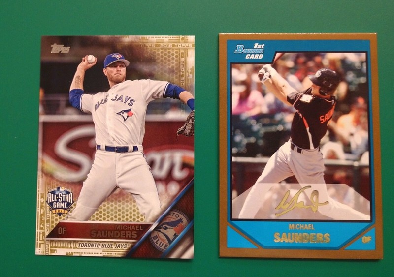 Michael Saunders Parallel Lot - 2016 Topps Gold /2016, 2007 Bowman Gold RC