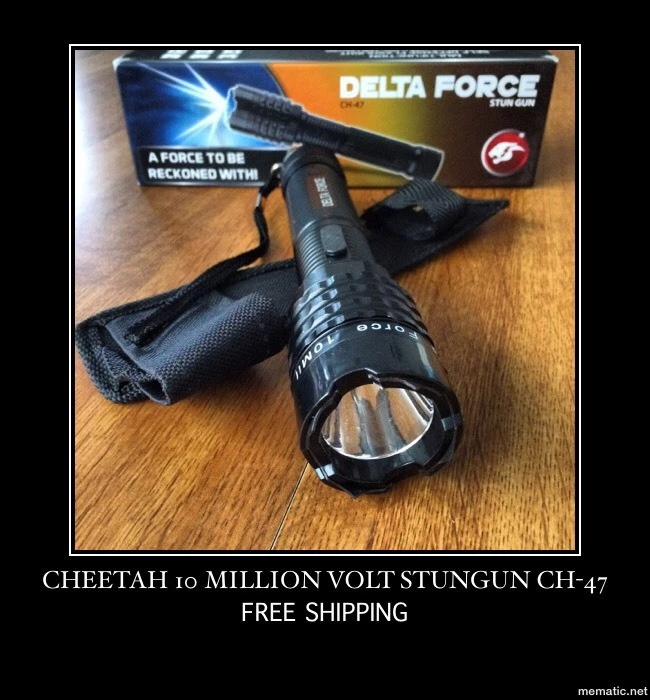 Cheetah Stun Gun Flash Light Delta Force 10 Million Volts All Metal CH-47 BLACK