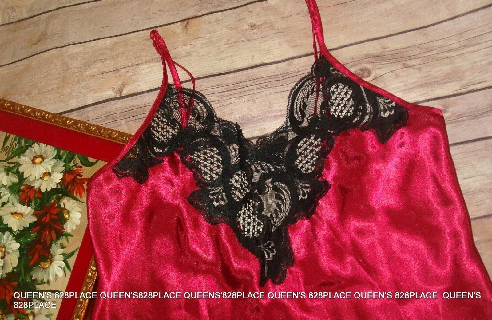 UNDERCOVER Victoria's Secret Red w Black Lace Gown Size S Small Vintage G Label EUC