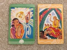 Vintage 2 Single Swap Playing Cards Duratone Plastic Coated Hawaiian Lady Flower
